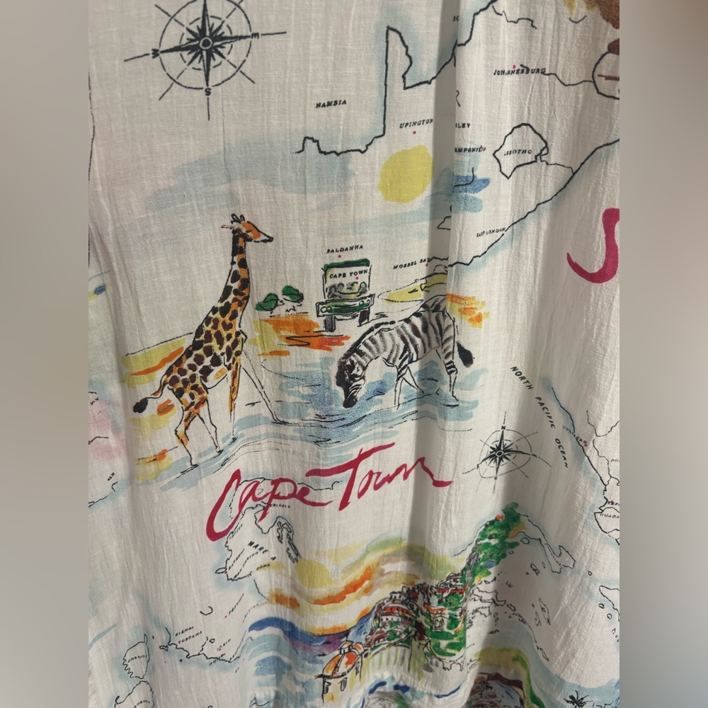 Gap Love Dreamwell Print Crinkle Popover Linen Blend Oversized Shirt Dress  M - Picture 11 of 16